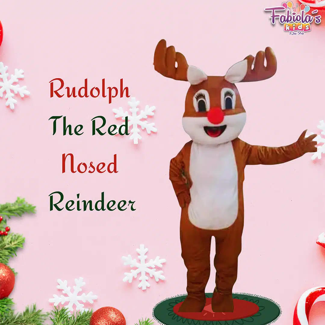 A person in a Christmas Rudolph costume