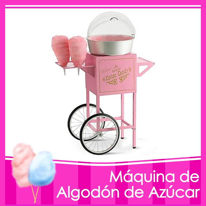 Máquina rosa de algodón de azúcar con dos palitos de algodón.